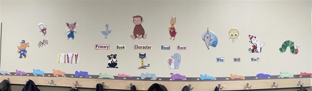 Primary Book Character Road Race Wall